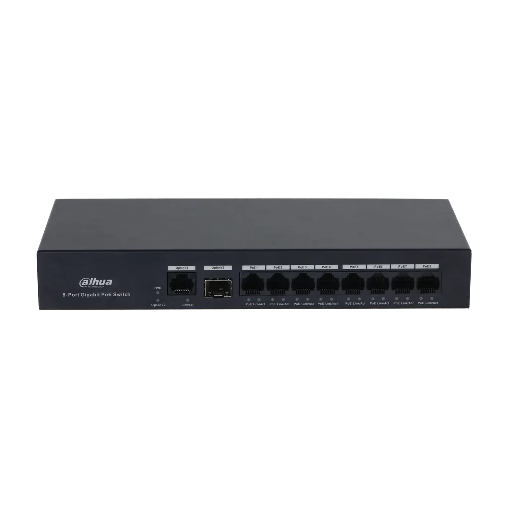 Switch Gigabit de 10 Puertos con 8 Puertos PoE DH-PFS3110-8GT-65 Dahua
