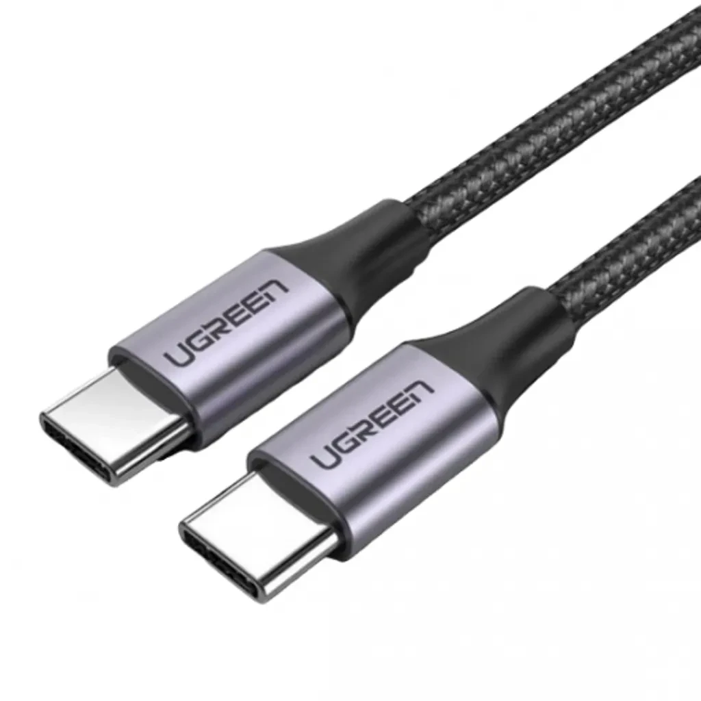 US261(2M). Cable USB-C 2.0 UGREEN 2Mts. 3A Carga Ràpida. Mat Aluminio Niquelado. Gris con Negro